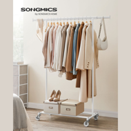 INEZ ruhatartó állvány kerekekkel, max. 90kg, 83,5x45x160cm, fehér