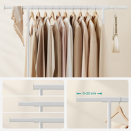 INEZ ruhatartó állvány kerekekkel, max. 90kg, 83,5x45x160cm, fehér