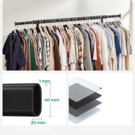 INEZ ruhatartó állvány kerekekkel, max. 90kg, 83,5x45x160cm, fekete