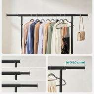 INEZ ruhatartó állvány kerekekkel, max. 90kg, 83,5x45x160cm, fekete