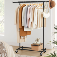 INEZ ruhatartó állvány kerekekkel, max. 90kg, 83,5x45x160cm, fekete