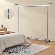 DOLLY ruharendező állvány, kerekekkel, max. 150 kg, 45x160-200x161,5cm, ezüst