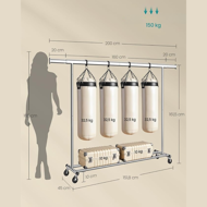 DOLLY ruharendező állvány, kerekekkel, max. 150 kg, 45x160-200x161,5cm, ezüst