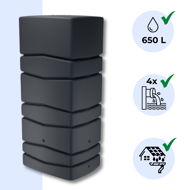 AQUA TOWER esővízhordó, 650l, antracit