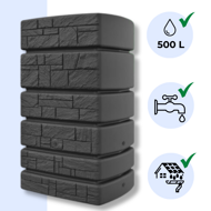 TOWER STONE esővízhordó, 500l, antracit