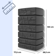 TOWER STONE esővízhordó, 500l, antracit