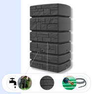 TOWER STONE esővízhordó, 500l, antracit