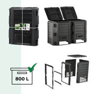Kerti komposztáló - Compogreen 800 l, fekete