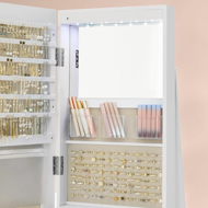 CHANTAL ékszertartós álló tükör, 54,5×54,5×162 cm, fehér