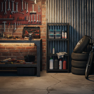 Műhelypolc STACKARO SOLID SMALL, 58x28x131,5cm, fekete