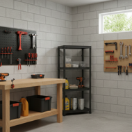 Műhelypolc STACKARO SOLID SMALL, 58x28x131,5cm, fekete