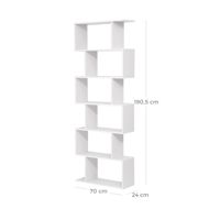 PRESTON könyvespolc, 70x24x190,5cm, fehér