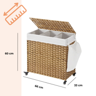 AVA műrattan ruháskosár kerekekkel, 140l, természetes barna