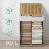 AVA műrattan ruháskosár, 90l, természetes barna