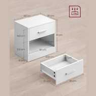 Éjjeli szekrény COSTA, 28x39x41cm, fehér