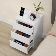 ZION éjjeliszekrény töltő funkcióval, 35x40x59 cm, fehér