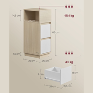 ROBIN éjjeliszekrény, 30x25x65cm, fehér/bézs