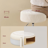 AURA állítható magasságú sminkszék fésülködőasztalhoz, Ø35cm, krémszínű