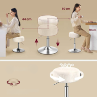 AURA állítható magasságú sminkszék fésülködőasztalhoz, Ø35cm, krémszínű