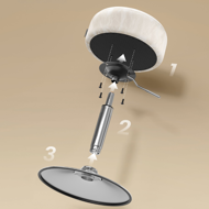 AURA állítható magasságú sminkszék fésülködőasztalhoz, Ø35cm, krémszínű