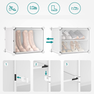 KIMBERLY cipőtároló, 10 rekesz, fehér/átlátszó