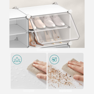 KIMBERLY cipőtároló, 10 rekesz, fehér/átlátszó