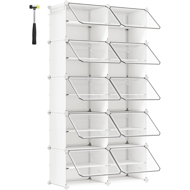 KIMBERLY cipőtároló, 10 rekesz, fehér/átlátszó