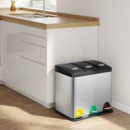 SORT szelektív hulladékgyűjtő, 24l (3x8l), acél