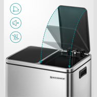 SORT hulladékgyűjtő tartály 30l (2×15l), ezüst/fekete