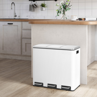 SORT szelektív hulladékgyűjtő, 54l (3x18l) + hulladékgyűjtő zsákok, fehér