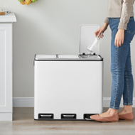 SORT szelektív hulladékgyűjtő, 54l (3x18l) + hulladékgyűjtő zsákok, fehér