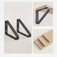 ABBY konzolos fali polc, 3 db, 30/35/40x12cm, fekete/világosbarna