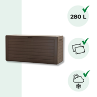WOODEBOX tárolódoboz, 280l, 120x46x57cm, sötétbarna