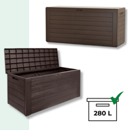 WOODEBOX tárolódoboz, 280l, 120x46x57cm, sötétbarna