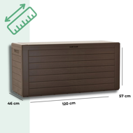 WOODEBOX tárolódoboz, 280l, 120x46x57cm, sötétbarna