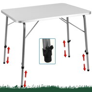 Összecsukható kempingasztal FOKA, 80x54x50–69 cm, fehér színben