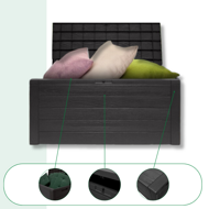 WOODEBOX tárolódoboz, 280l, 120x46x57cm, antracit