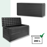 WOODEBOX tárolódoboz, 280l, 120x46x57cm, antracit