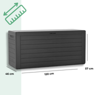 WOODEBOX tárolódoboz, 280l, 120x46x57cm, antracit