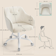 SABINA irodai szék, max. 110 kg, fehér/bézs