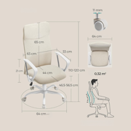 DINA irodai szék, max. 120 kg, bézs/fehér