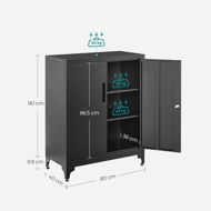 Többcélú fém szekrény RAVEN, 40x80x90 cm, fekete