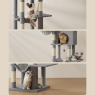 TRISTAN macskafa, 57x45x175 cm, szürke