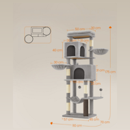 TRISTAN macskafa, 57x45x175 cm, szürke