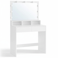 VANESA öltözőasztal nagy tükörrel és világítással, 80x40x140 cm, fehér 