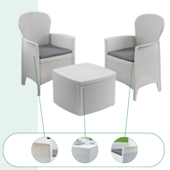 Kerti garnitúra TREE, 3 részes, fehér