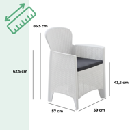 Kerti garnitúra TREE, 3 részes, fehér