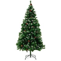 Mű karácsonyfa, hó + fenyőtoboz, 180 cm