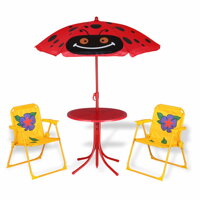 Lienka gyermek kerti bútor, 2 szék, állítható magasságú asztal, napernyő