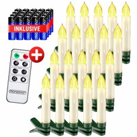 CANDLE gyertyák karácsonyfára, 20db, 10,5cm, meleg fehér